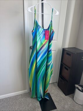 Vibrant Green Multi-Color Slip Maxi Dress by Heartloom